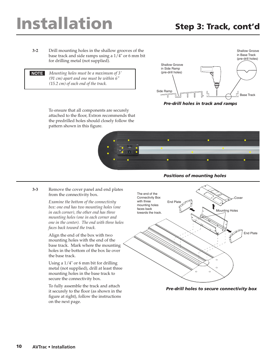 Installation, Step 3: track, cont’d | Extron electronic AVTrac 42-122-xx User Manual | Page 12 / 28