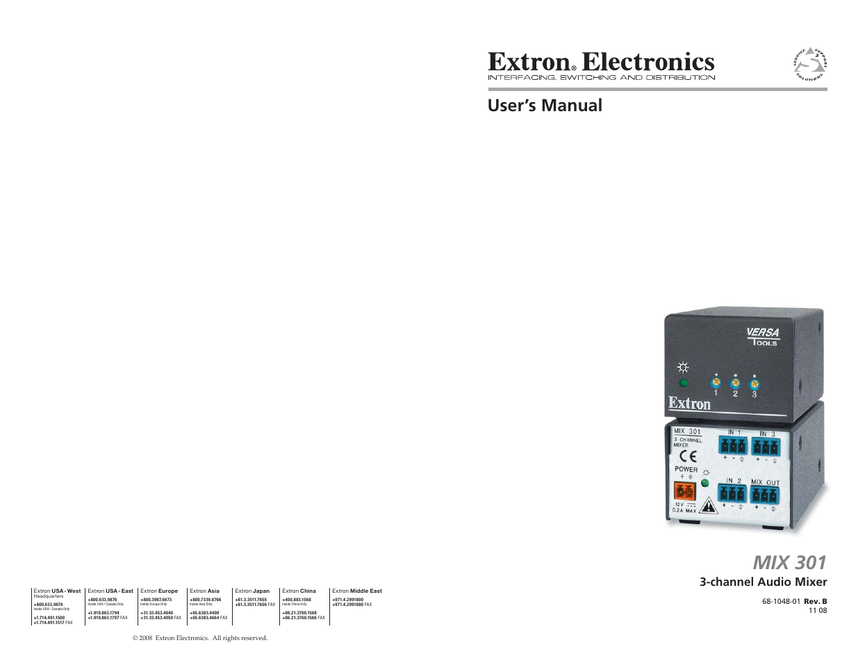 Extron Electronics MIX 301 User Manual | 18 pages