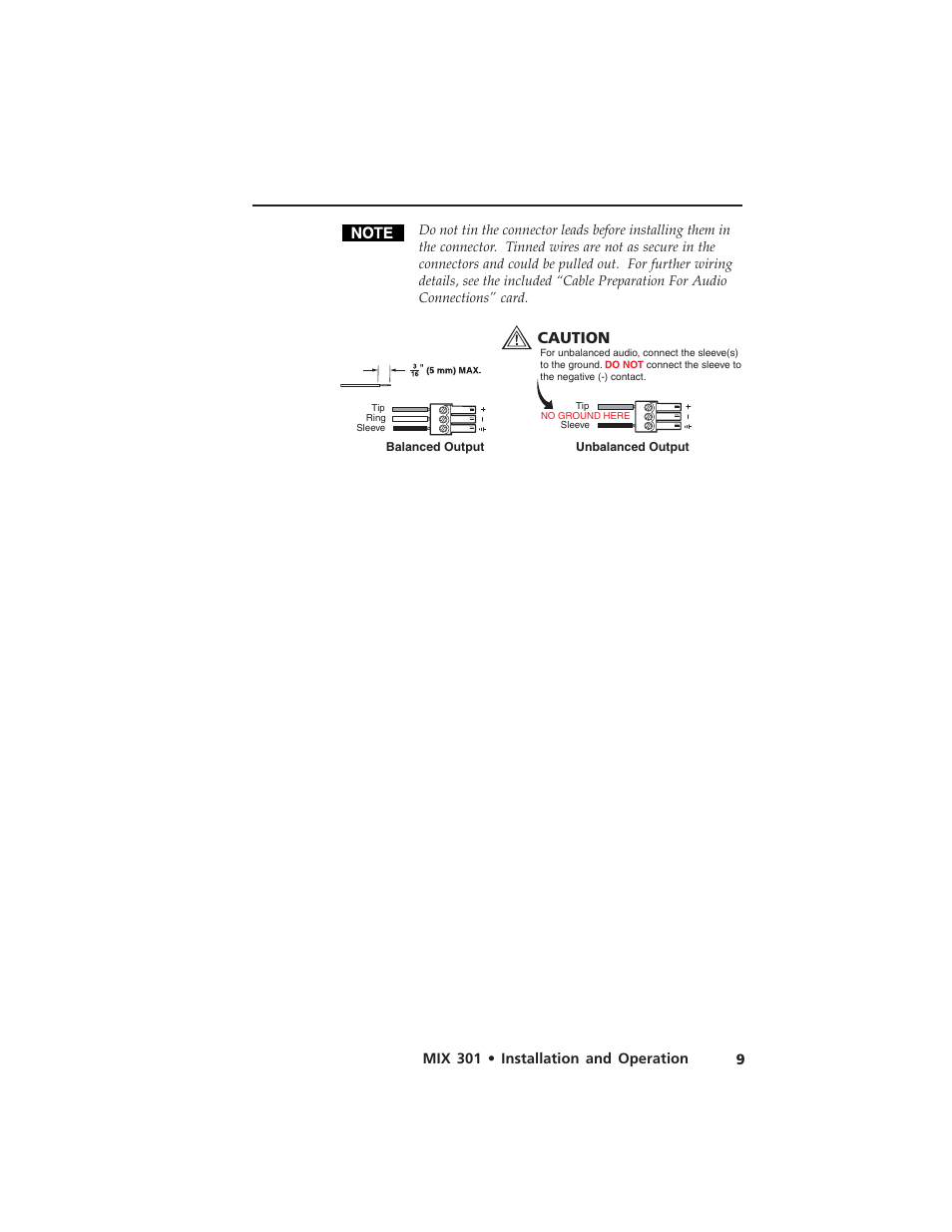 Caution | Extron Electronics MIX 301 User Manual | Page 13 / 18