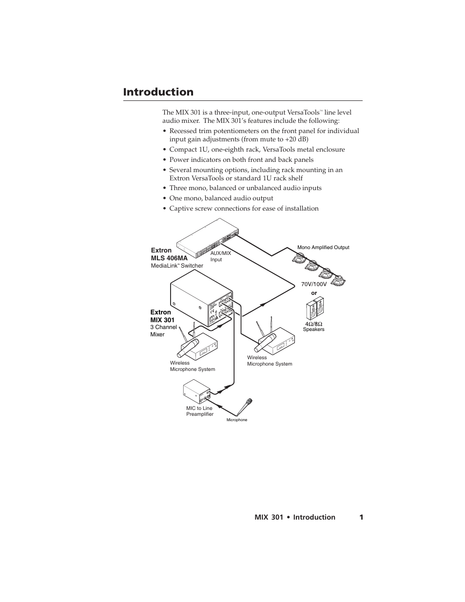 Introduction | Extron Electronics MIX 301 User Manual | Page 5 / 18