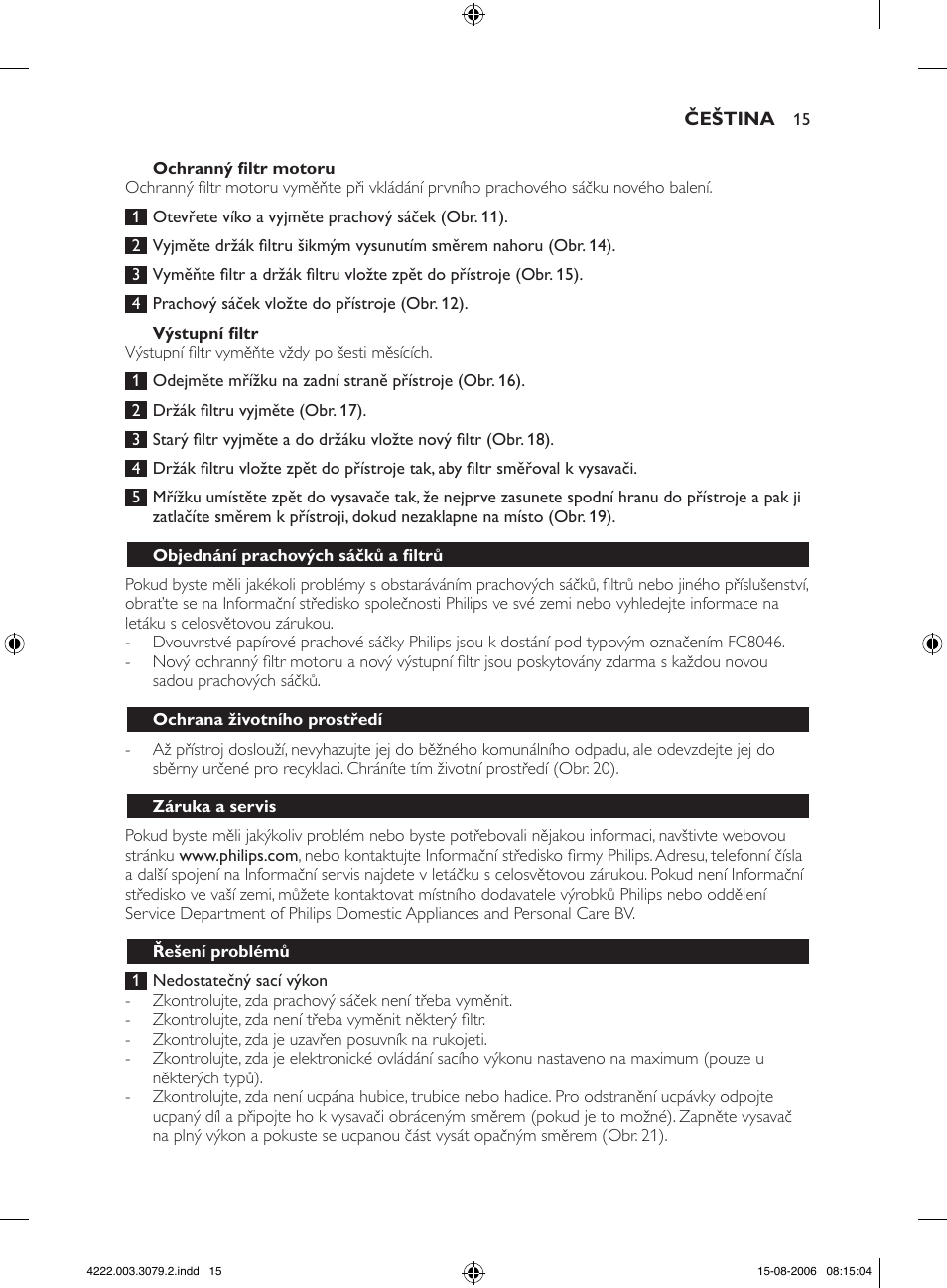 Philips FC8344 User Manual | Page 15 / 72