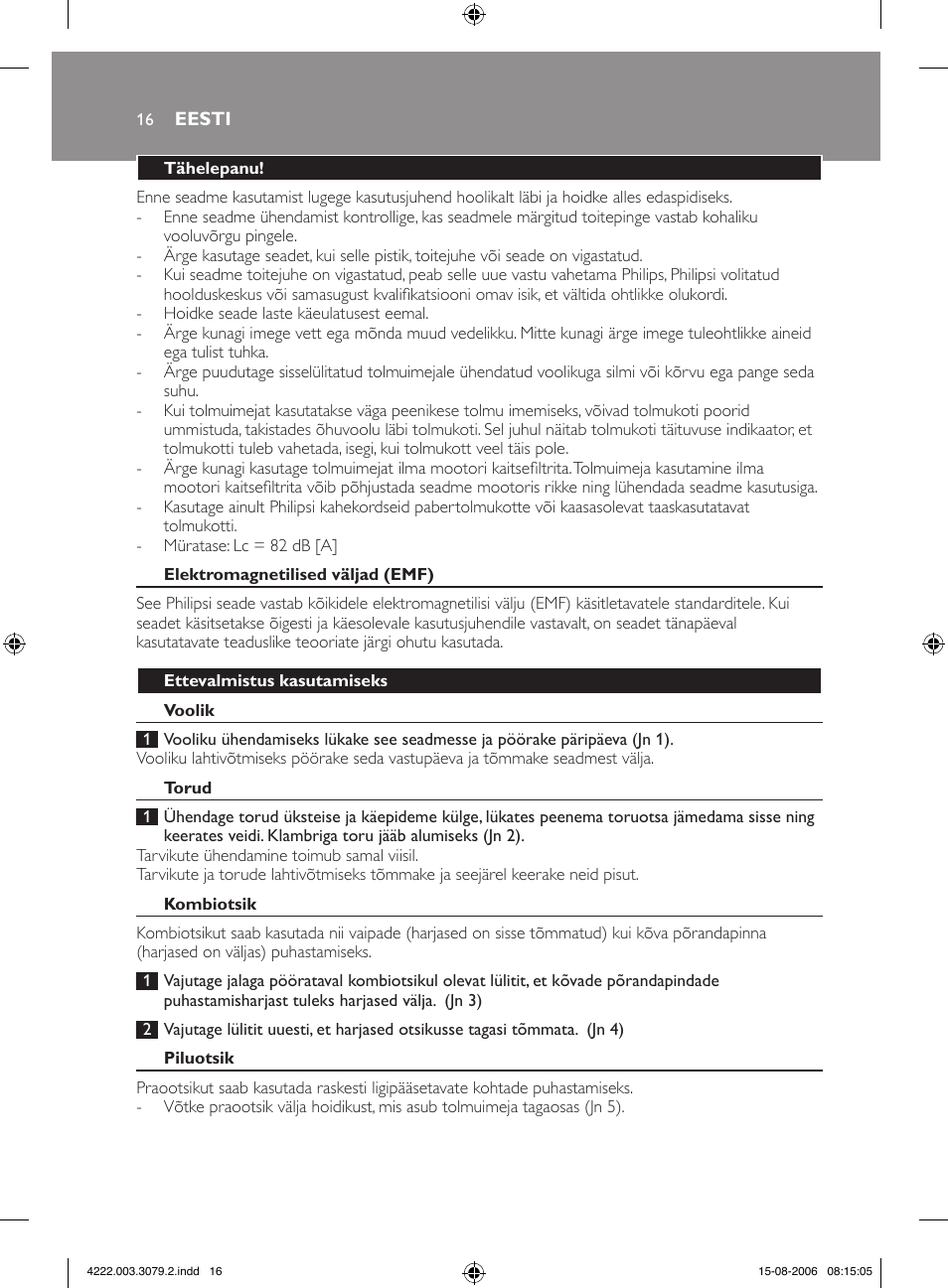 Philips FC8344 User Manual | Page 16 / 72