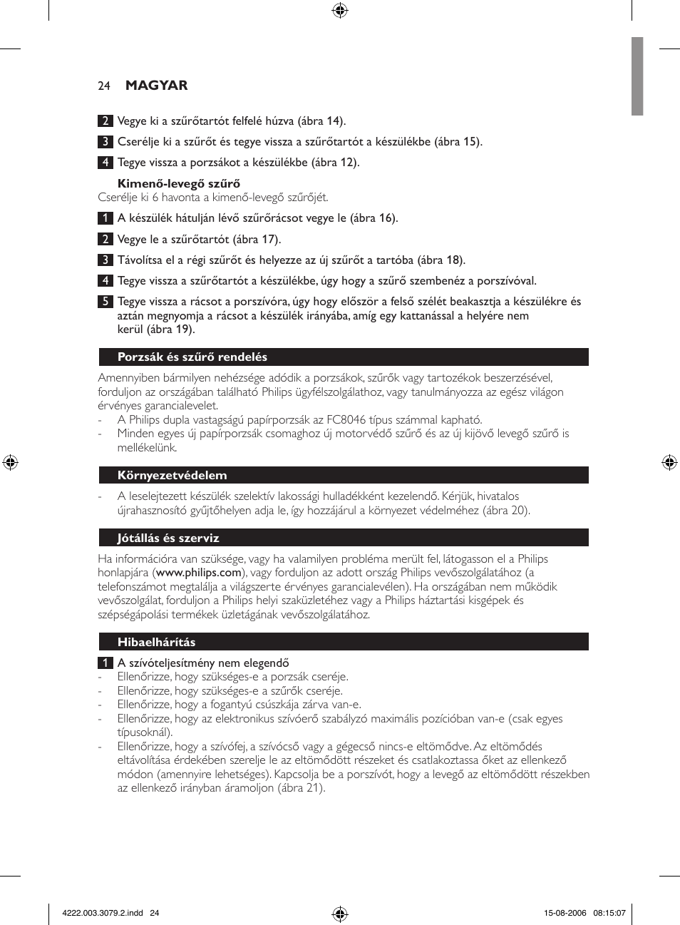 Philips FC8344 User Manual | Page 24 / 72