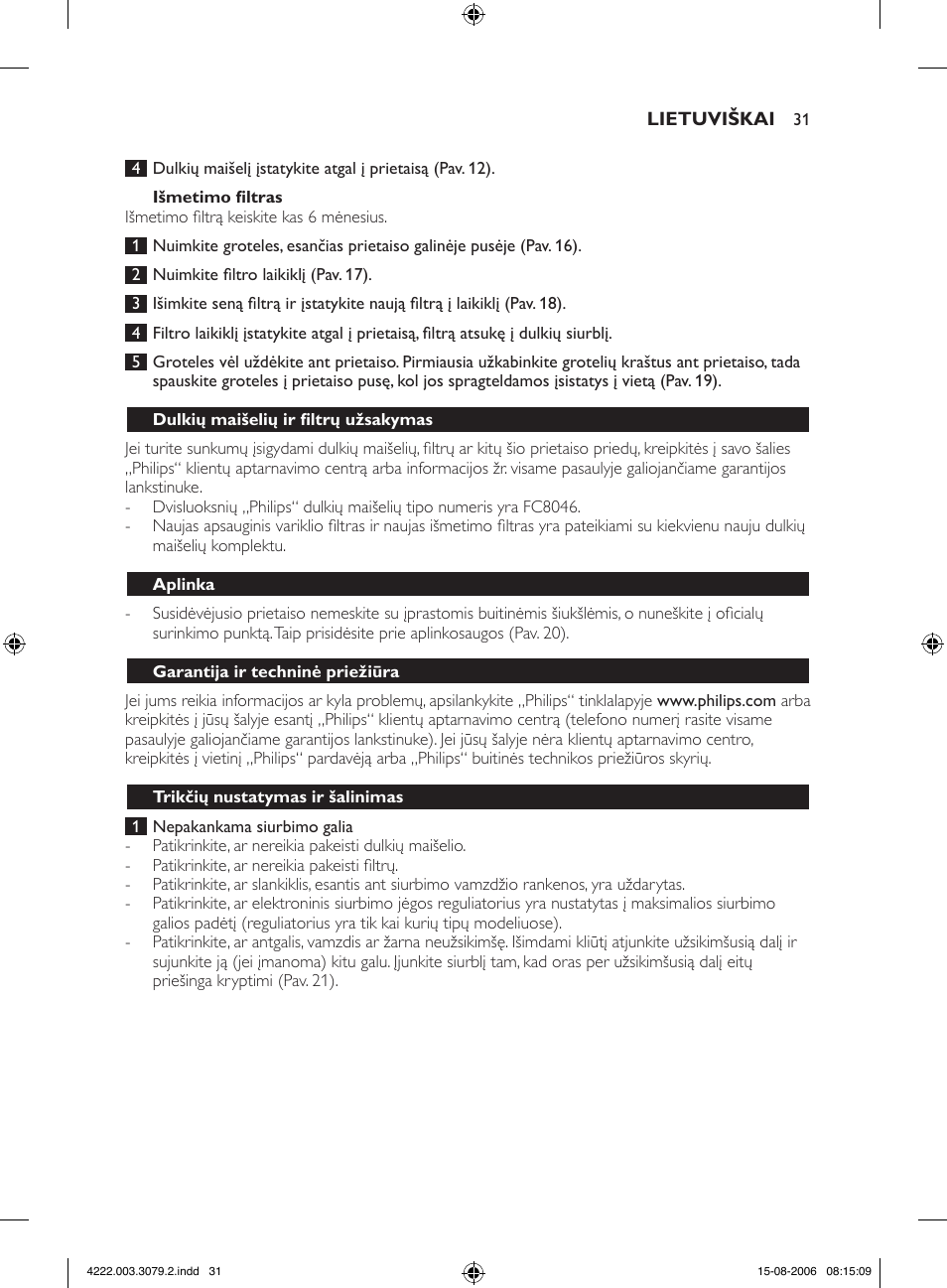 Philips FC8344 User Manual | Page 31 / 72