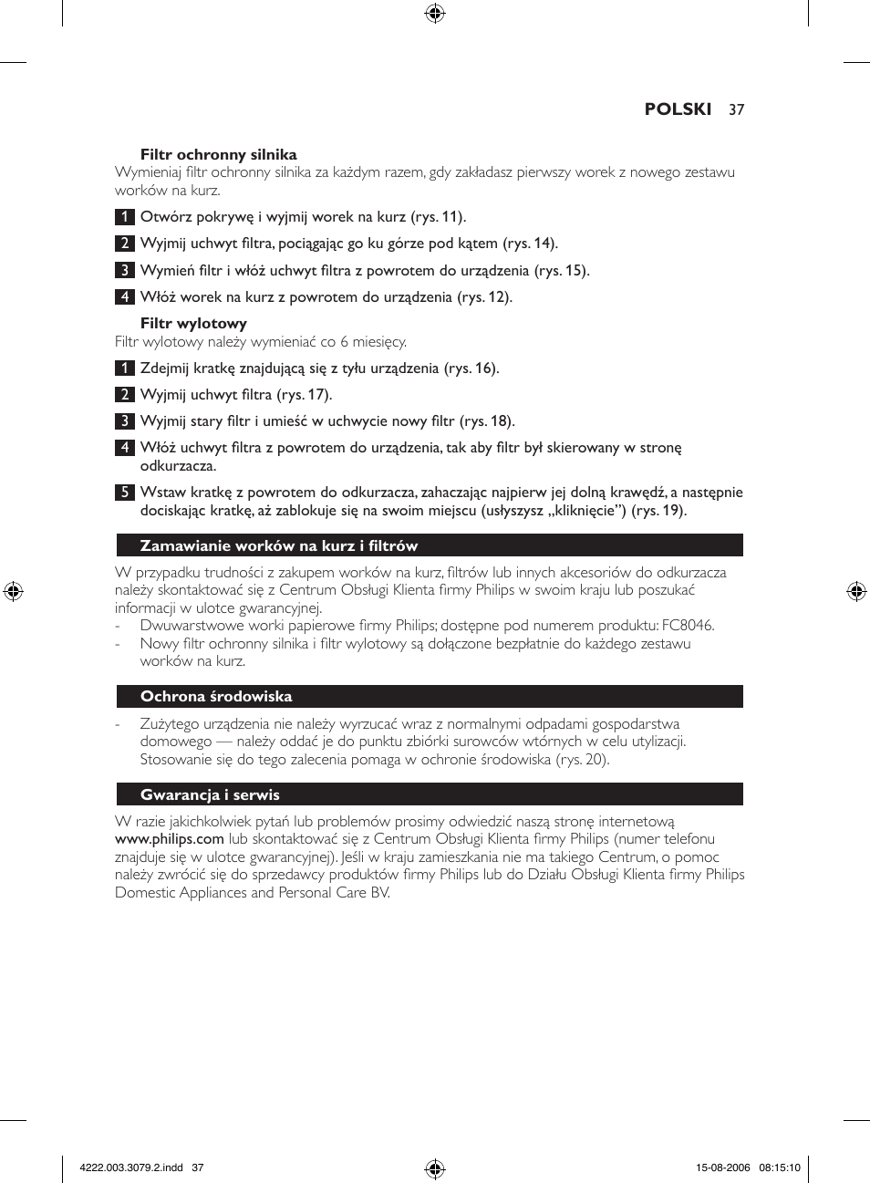 Philips FC8344 User Manual | Page 37 / 72