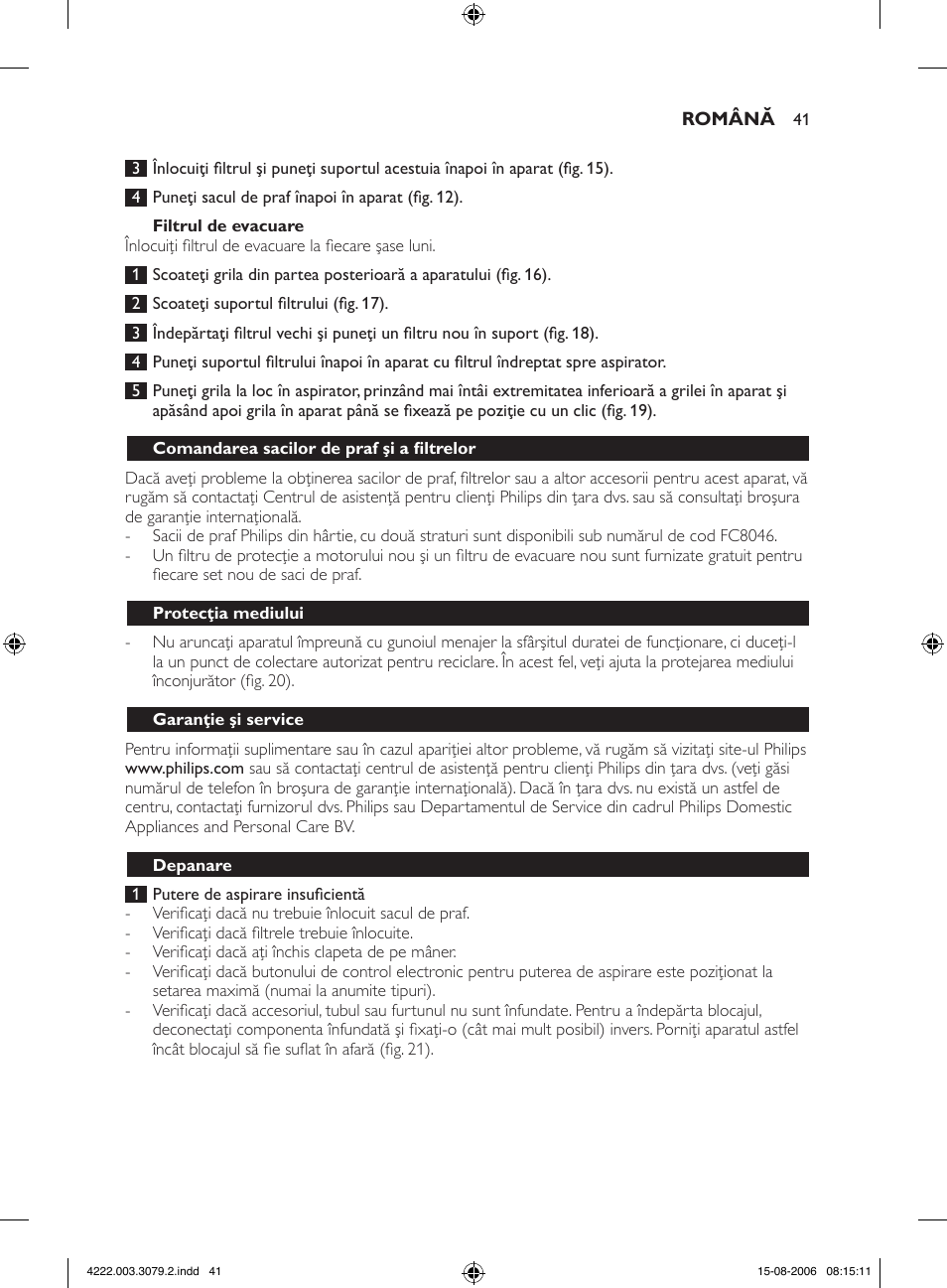 Philips FC8344 User Manual | Page 41 / 72