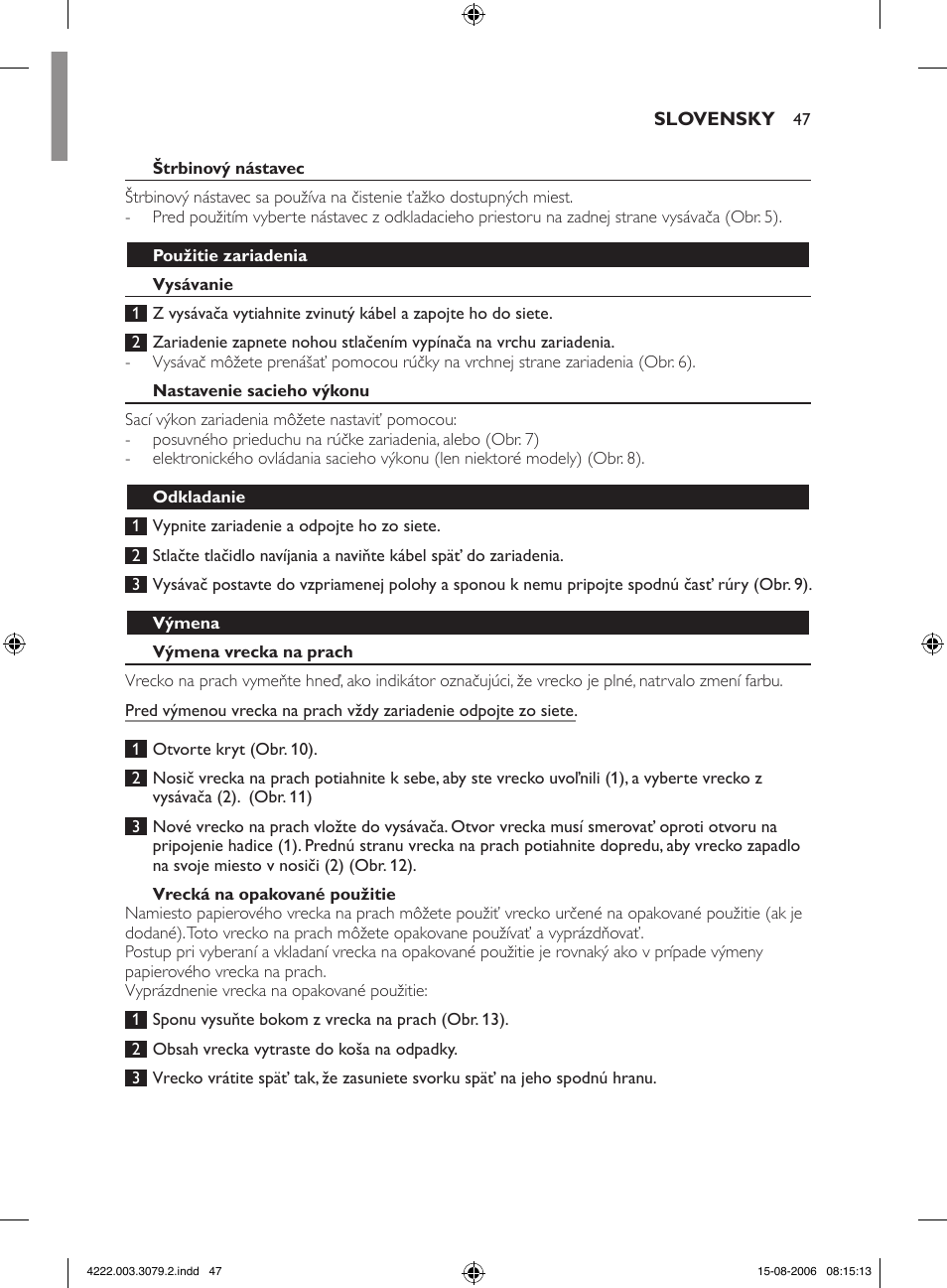 Philips FC8344 User Manual | Page 47 / 72