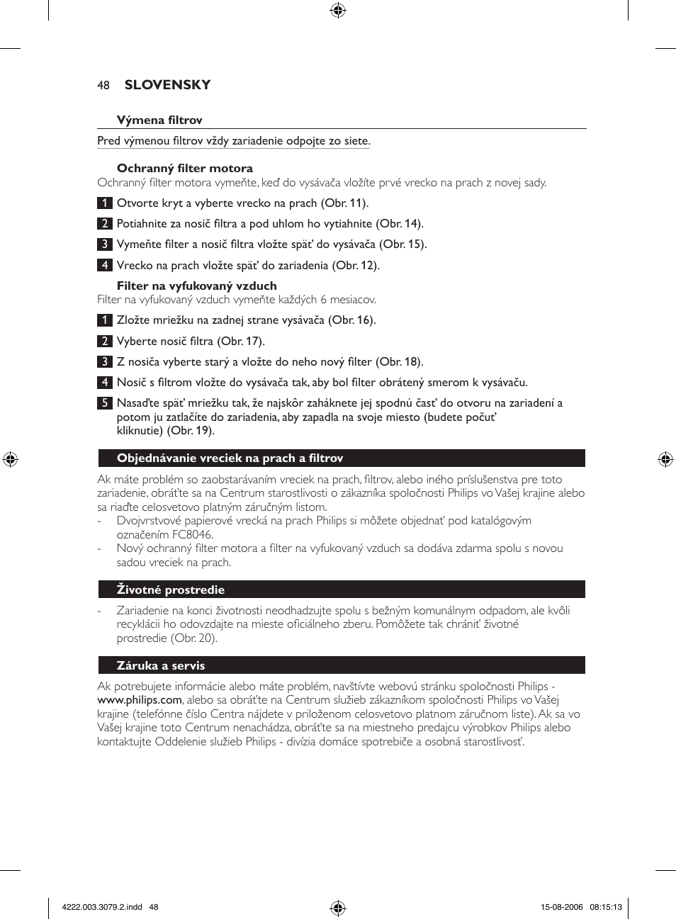 Philips FC8344 User Manual | Page 48 / 72