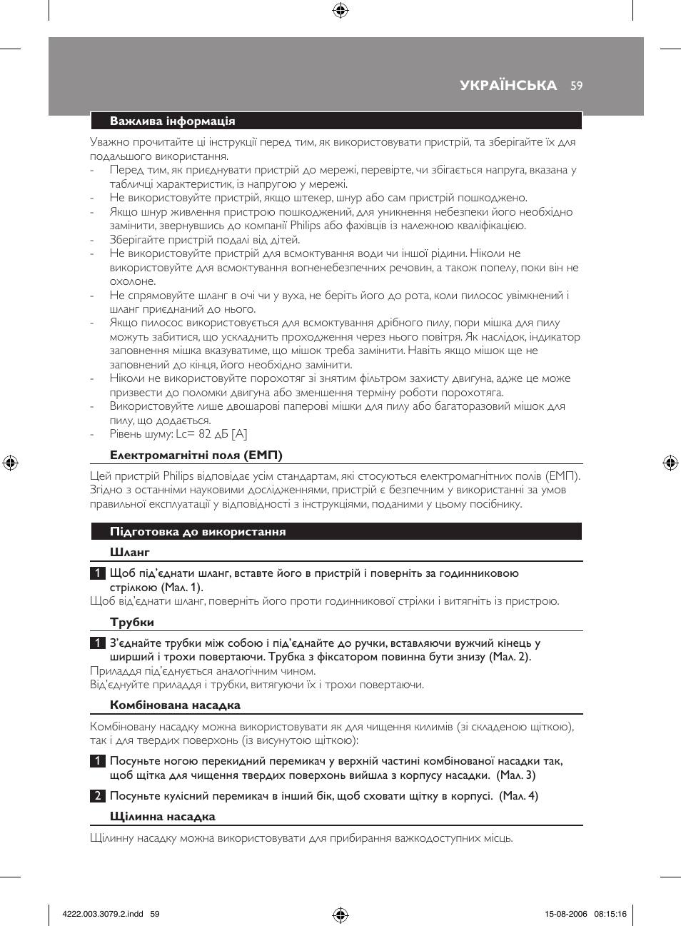Philips FC8344 User Manual | Page 59 / 72