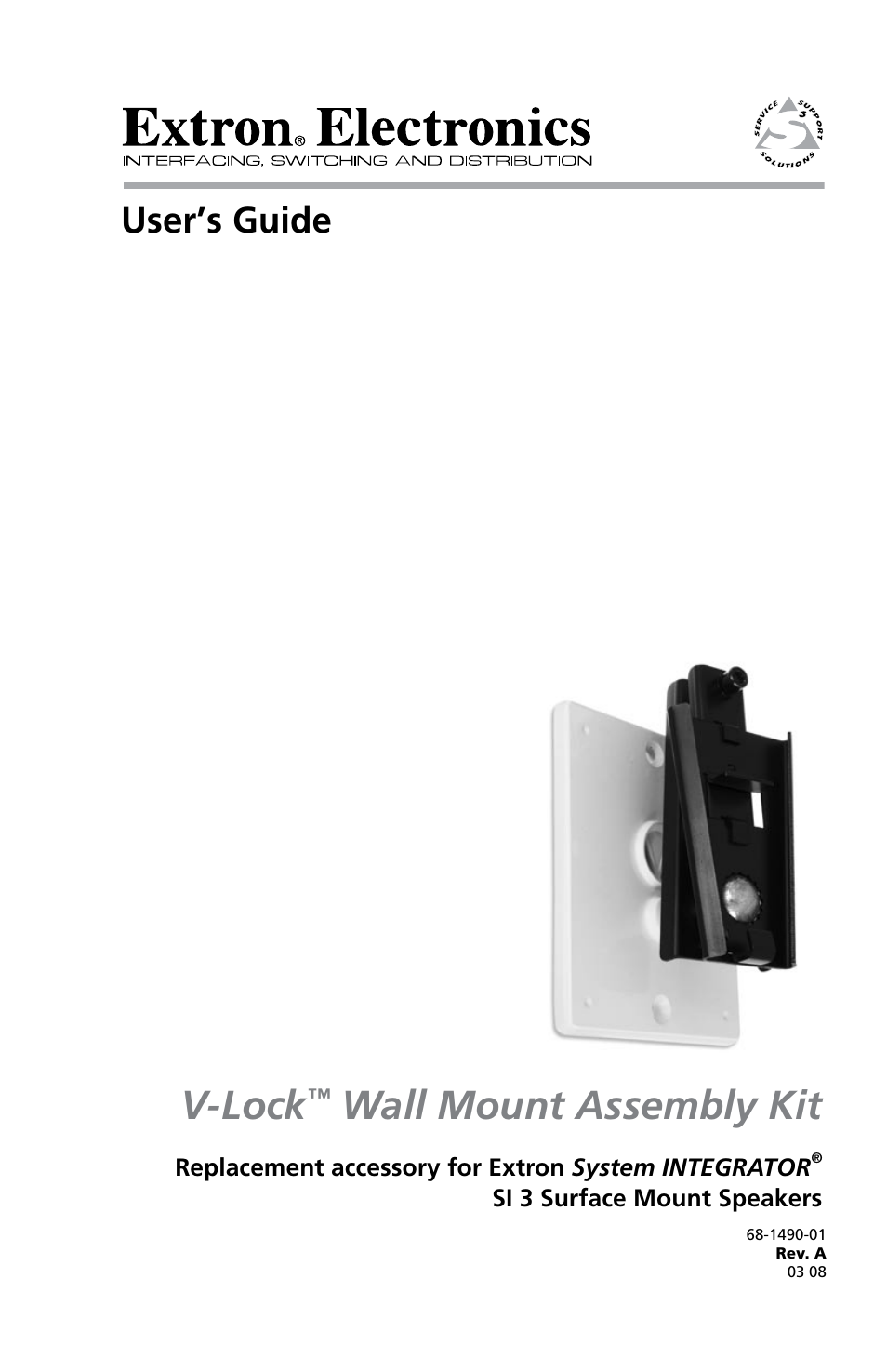 Extron electronic Wall Mount Assembly Kit V-LockTM User Manual | 8 pages