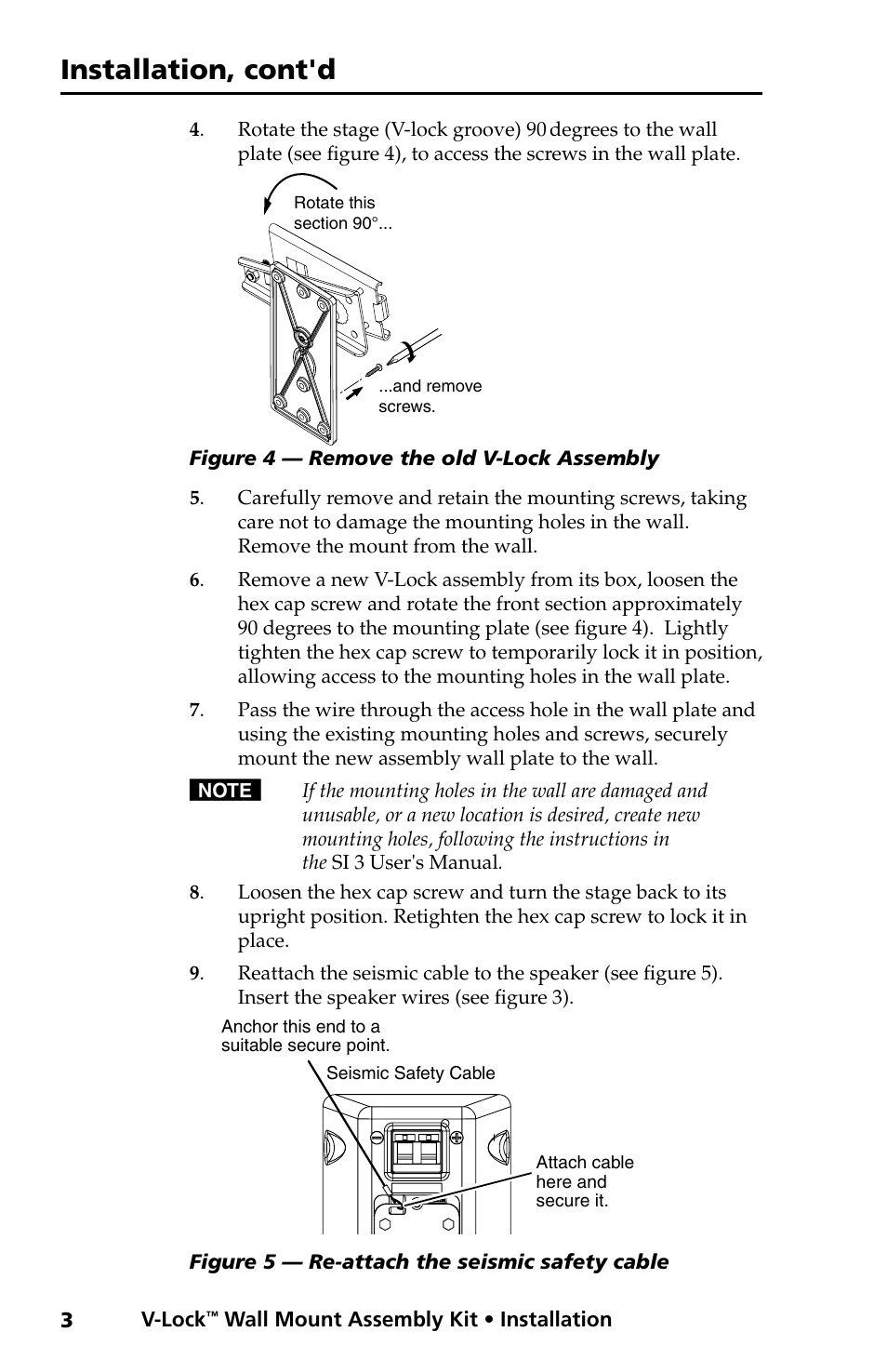 Installation, cont'd | Extron electronic Wall Mount Assembly Kit V-LockTM User Manual | Page 4 / 8