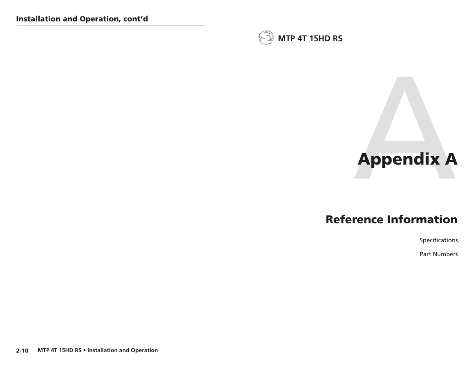 Appendix a • reference information | Extron electronic MTP 4T 15HD RS User Manual | Page 13 / 16