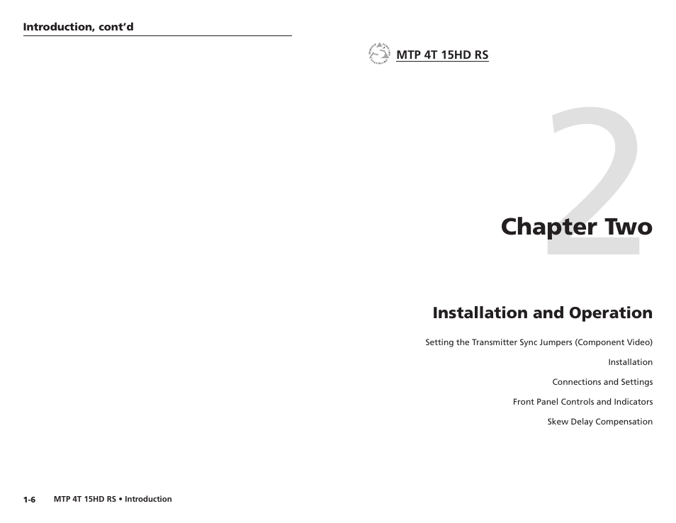 Chapter 2 • installation and operation, Chapter two • installation and operation | Extron electronic MTP 4T 15HD RS User Manual | Page 8 / 16