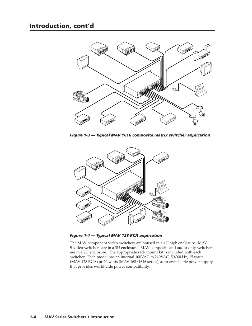 Introduction, cont’d, Mav series switchers • introduction 1-4 | Extron Electronics MAV Series User Manual | Page 12 / 72