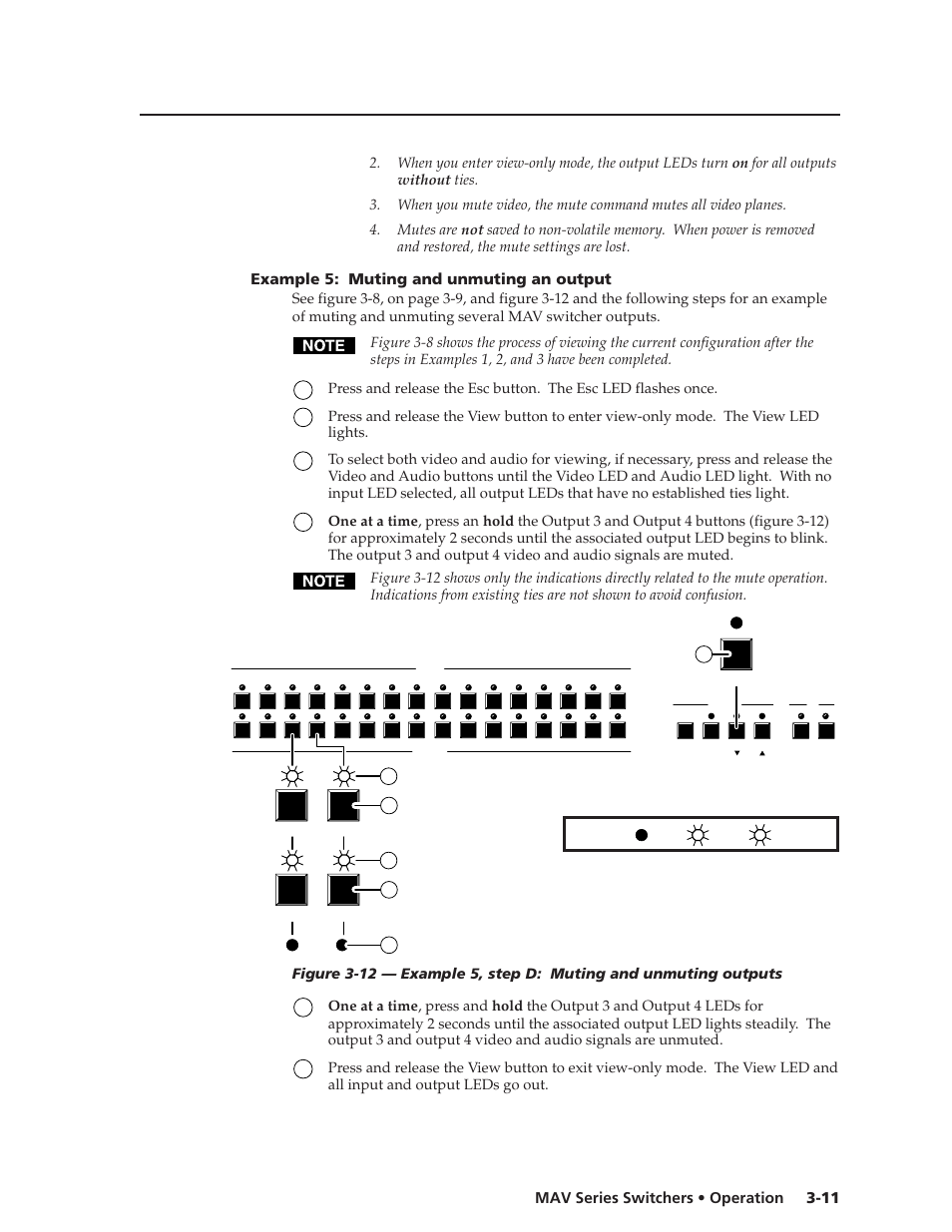 11 mav series switchers • operation, Example 5: muting and unmuting an output | Extron Electronics MAV Series User Manual | Page 35 / 72