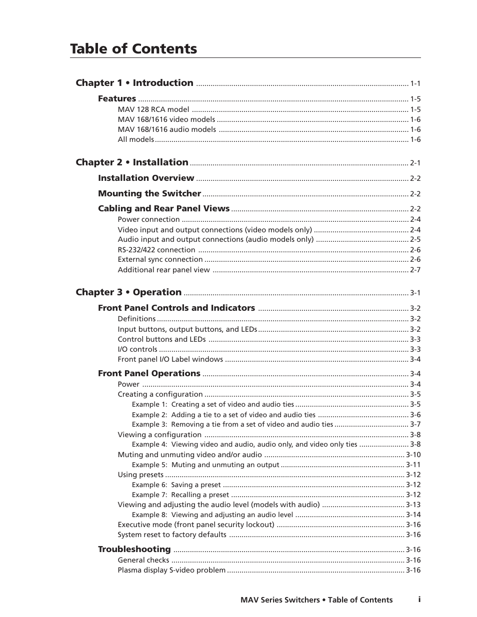 Extron Electronics MAV Series User Manual | Page 5 / 72