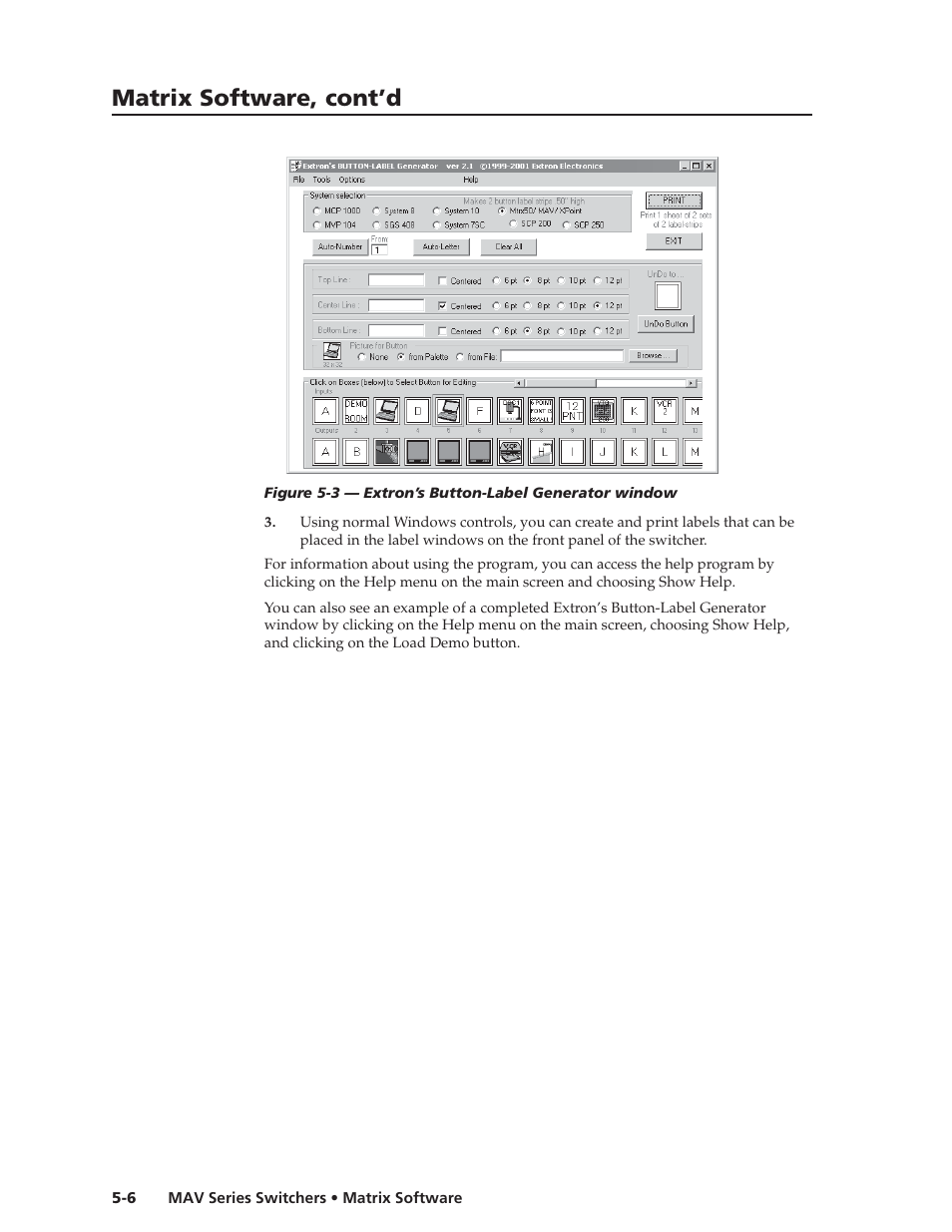 Matrix software, cont’d | Extron Electronics MAV Series User Manual | Page 56 / 72