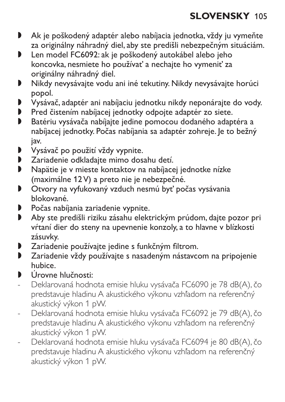 Philips FC6092 User Manual | Page 105 / 140