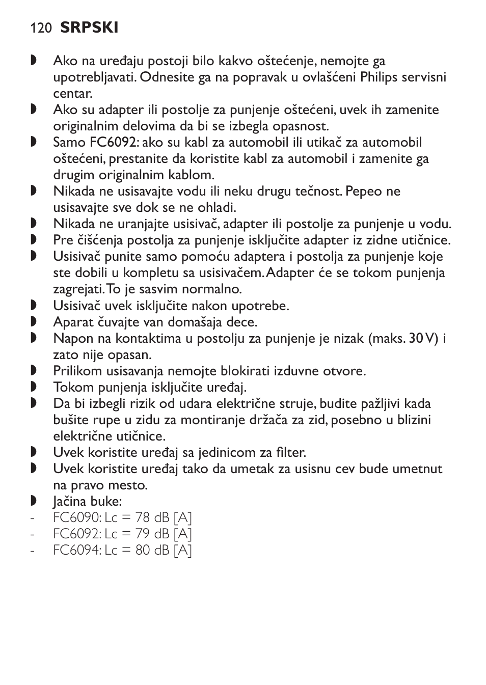 Philips FC6092 User Manual | Page 120 / 140