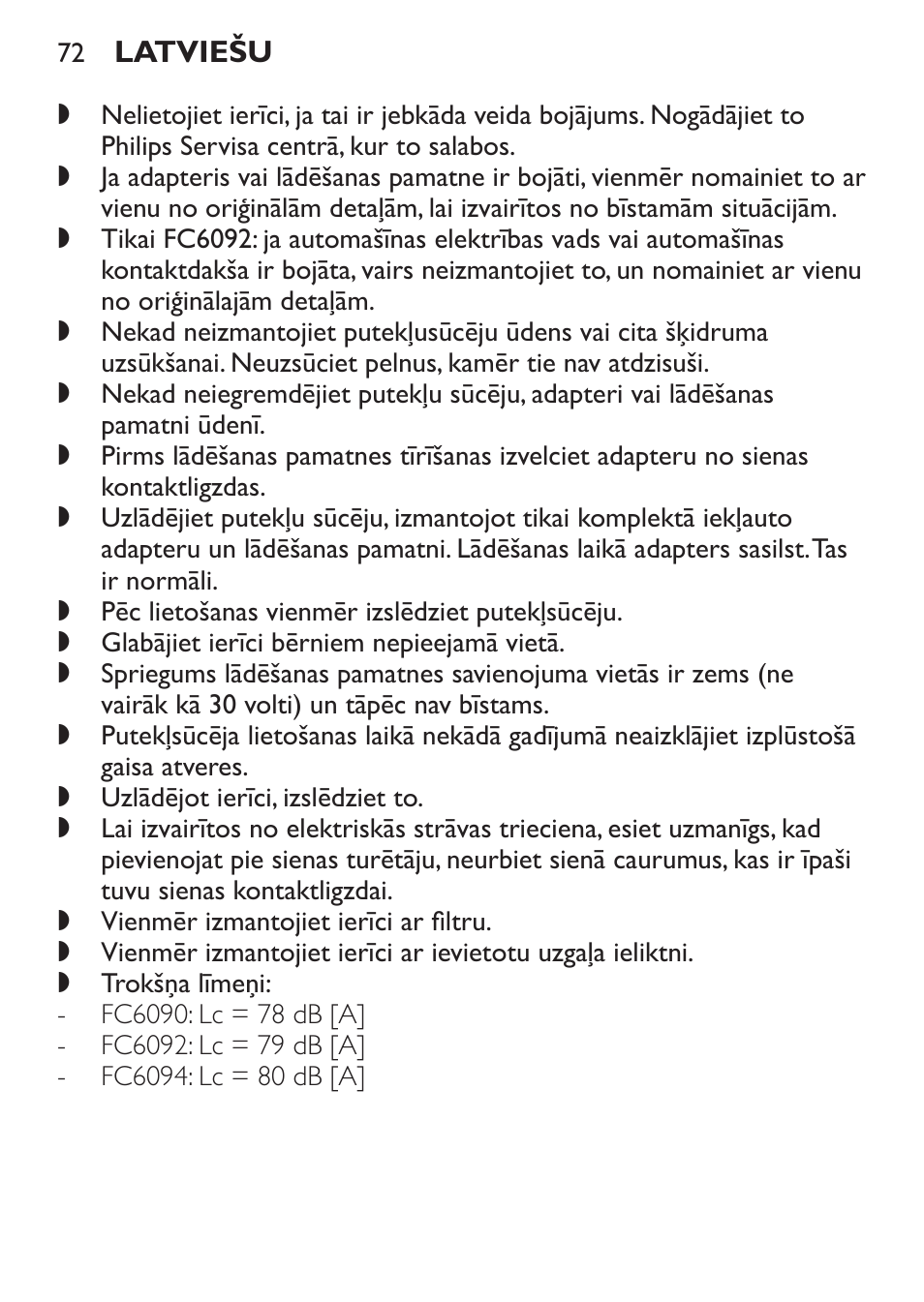 Philips FC6092 User Manual | Page 72 / 140