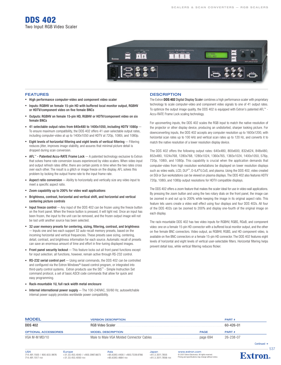 Extron electronic 60-426-01 User Manual | 2 pages