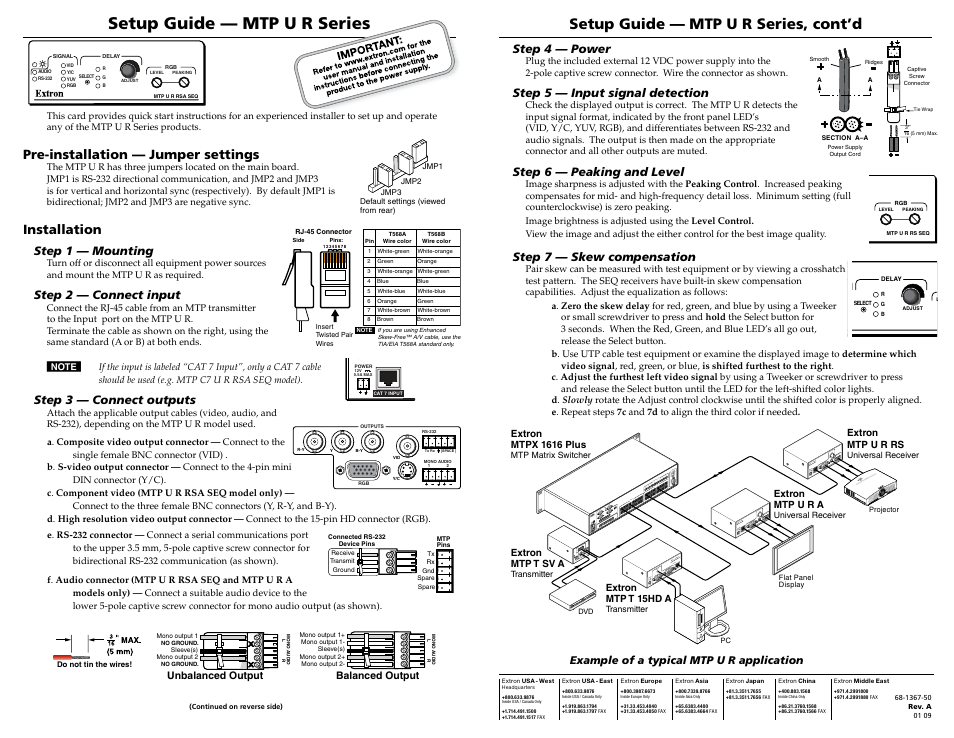 Extron electronic Universal Mini Twisted Pair Receivers MTP U R Series User Manual | 1 page