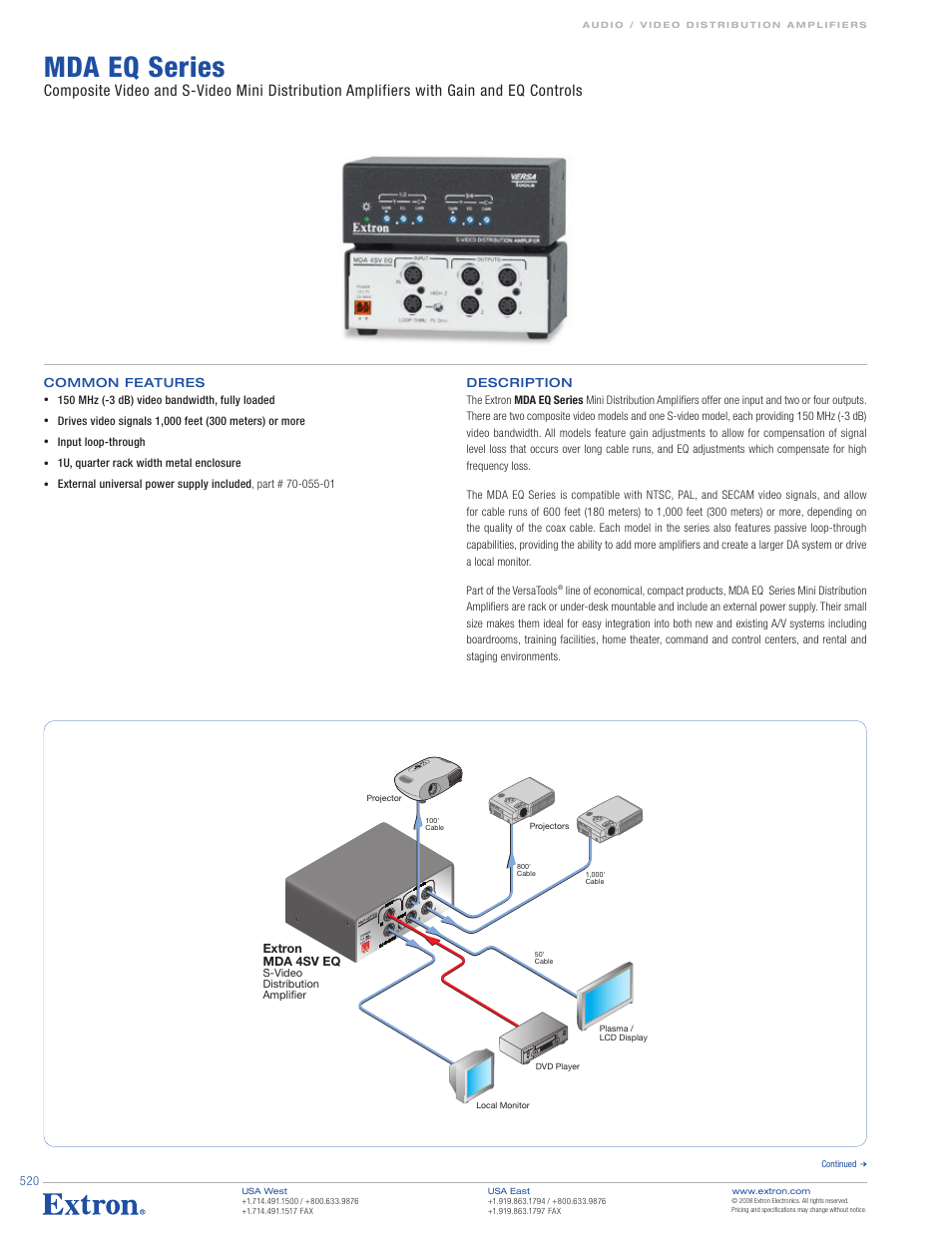 Extron electronic MDA EQ Series User Manual | 3 pages