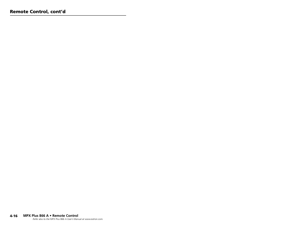 Remote control, cont’d | Extron Electronics MPX Plus 866 A Rev. A User Manual | Page 23 / 23