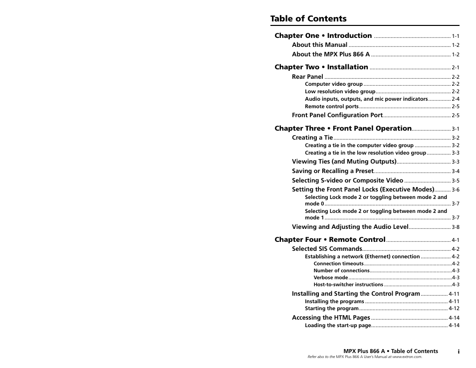 Extron Electronics MPX Plus 866 A Rev. A User Manual | Page 4 / 23