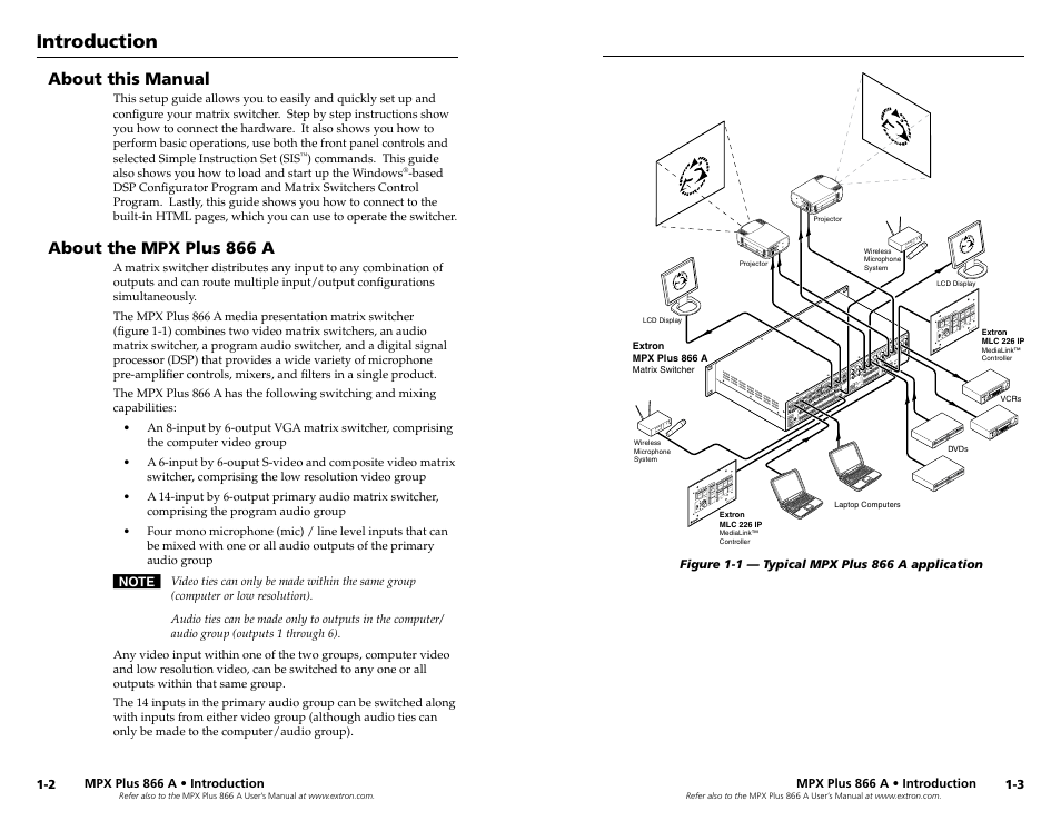 About this manual, About the matrix switcher, About the mpx plus 866 a | Extron Electronics MPX Plus 866 A Rev. A User Manual | Page 6 / 23