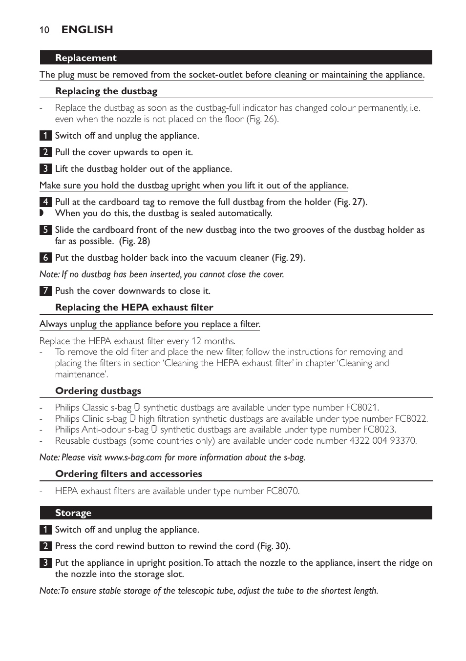 Philips FC8132 User Manual | Page 10 / 116