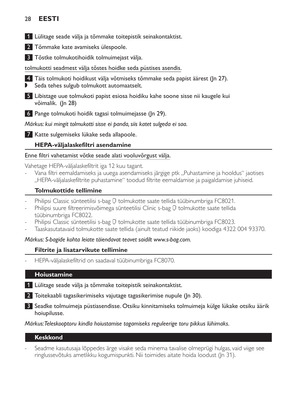 Philips FC8132 User Manual | Page 28 / 116