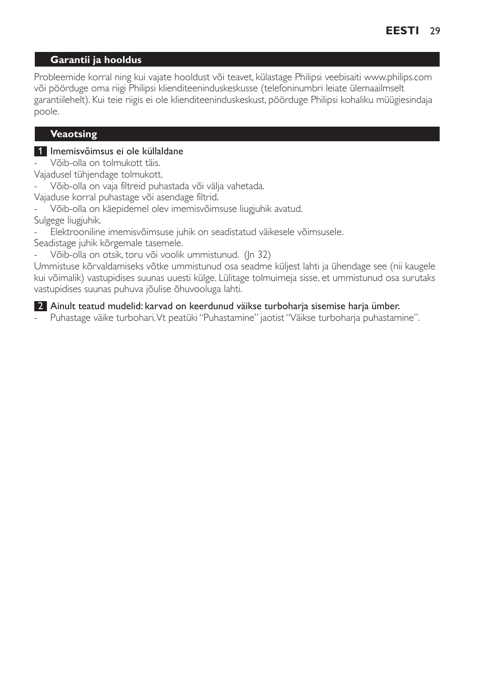 Philips FC8132 User Manual | Page 29 / 116