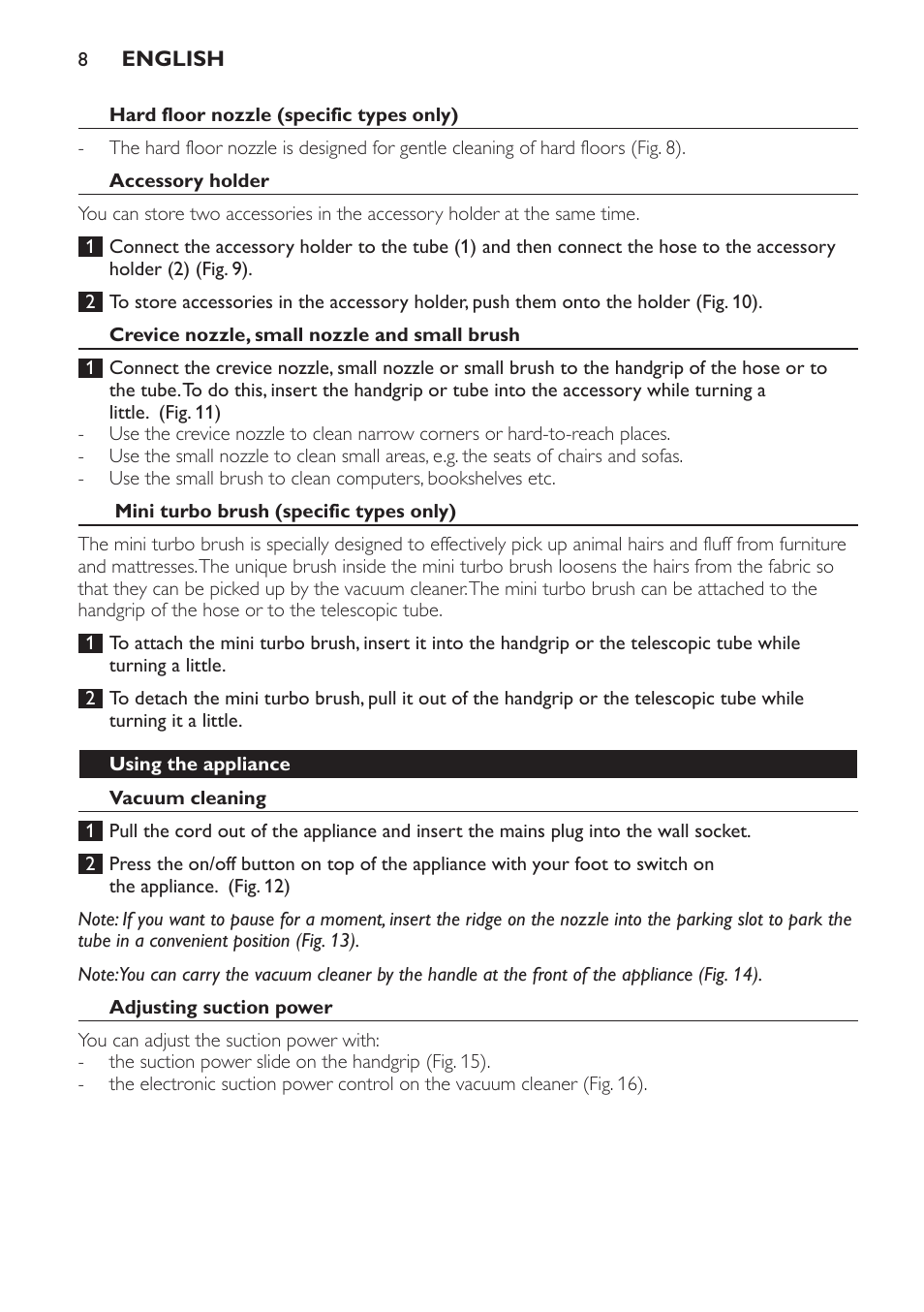 Philips FC8132 User Manual | Page 8 / 116