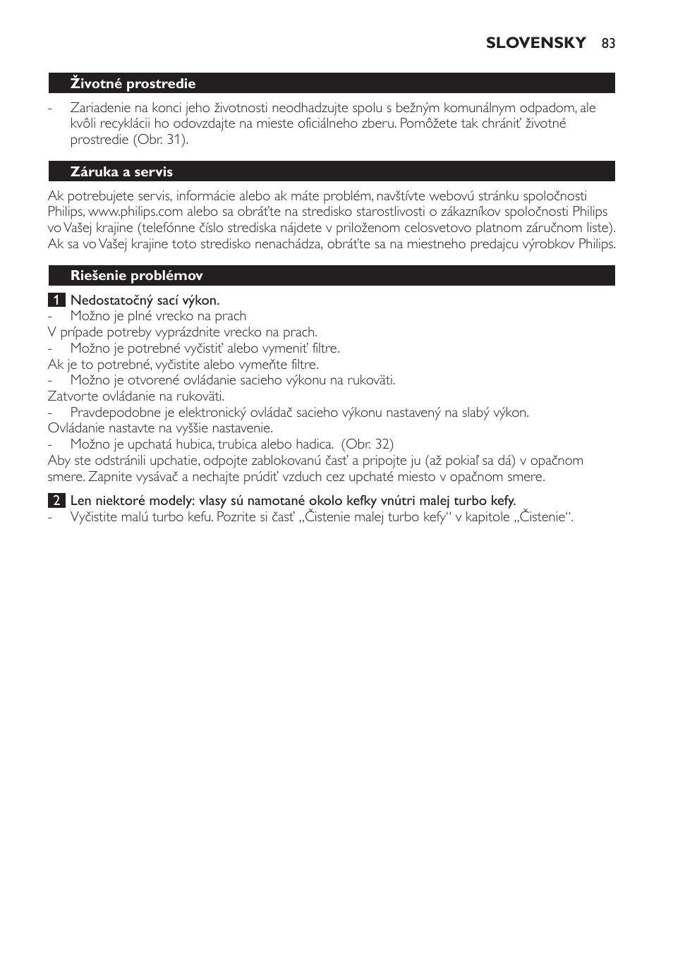 Philips FC8132 User Manual | Page 83 / 116