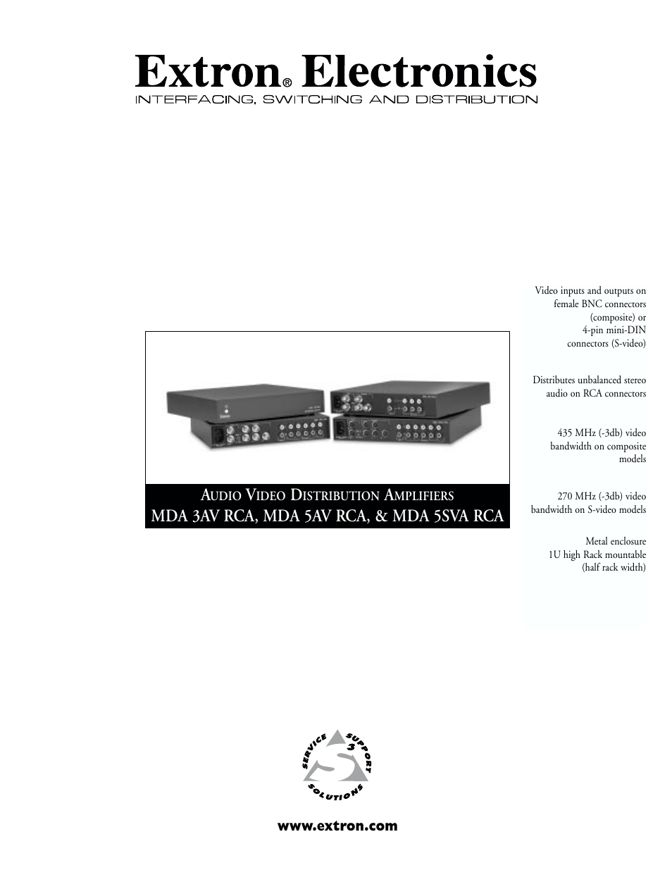 Extron electronic MDA 5AV RCA User Manual | 2 pages