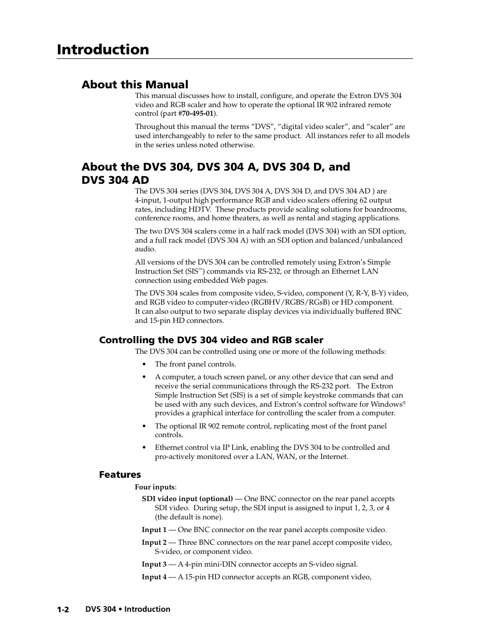 About this manual, Introduction | Extron electronic Digital Video Scaler Series DVS 304 AD User Manual | Page 10 / 96