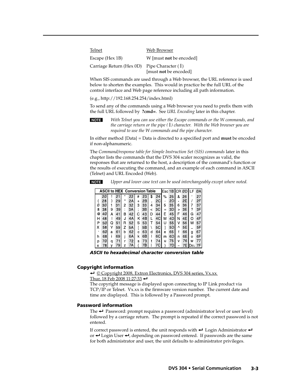 Copyright information -3 password information -3 | Extron electronic Digital Video Scaler Series DVS 304 AD User Manual | Page 43 / 96