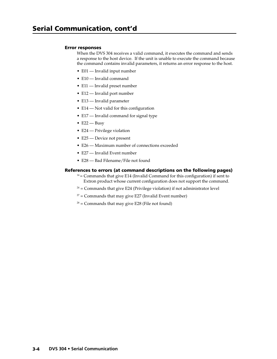 Serial communication, cont’d | Extron electronic Digital Video Scaler Series DVS 304 AD User Manual | Page 44 / 96