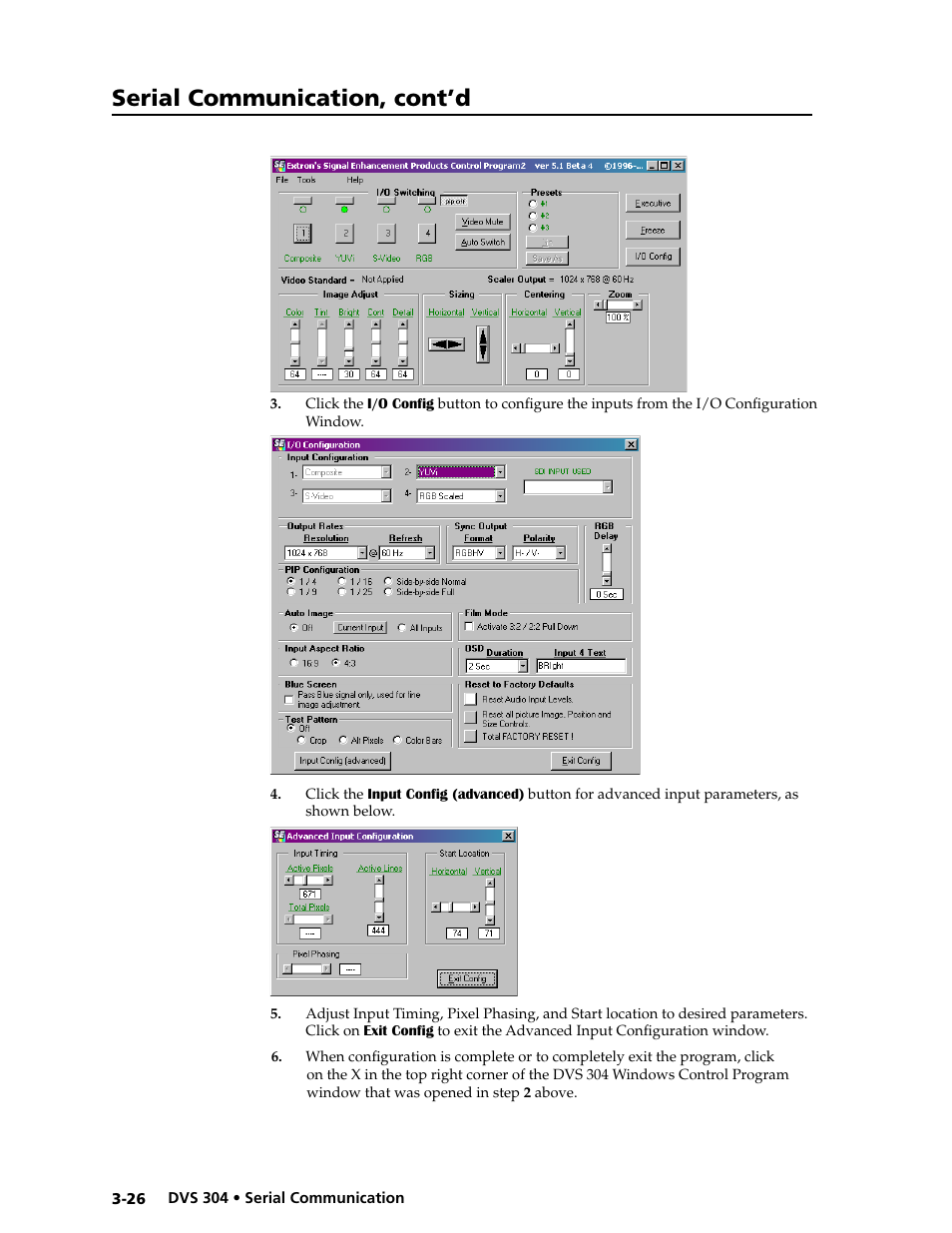 Serial communication, cont’d | Extron electronic Digital Video Scaler Series DVS 304 AD User Manual | Page 66 / 96