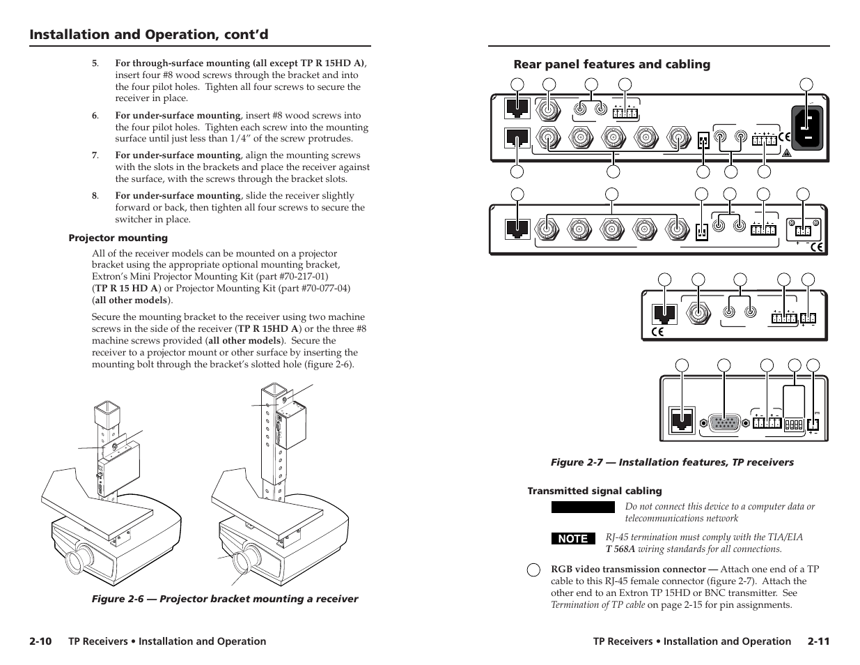 Installation and operation, cont’d, Rear panel features and cabling | Extron electronic TP R BNC A User Manual | Page 12 / 21