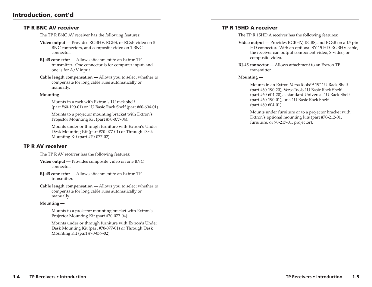 Introduction, cont’d | Extron electronic TP R BNC A User Manual | Page 6 / 21