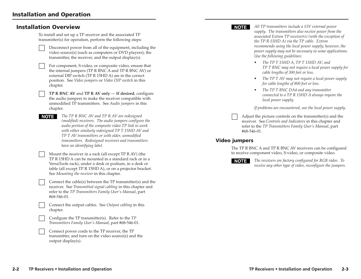 Installation and operation, cont’d, Installation overview, Installation and operation | Extron electronic TP R BNC A User Manual | Page 8 / 21
