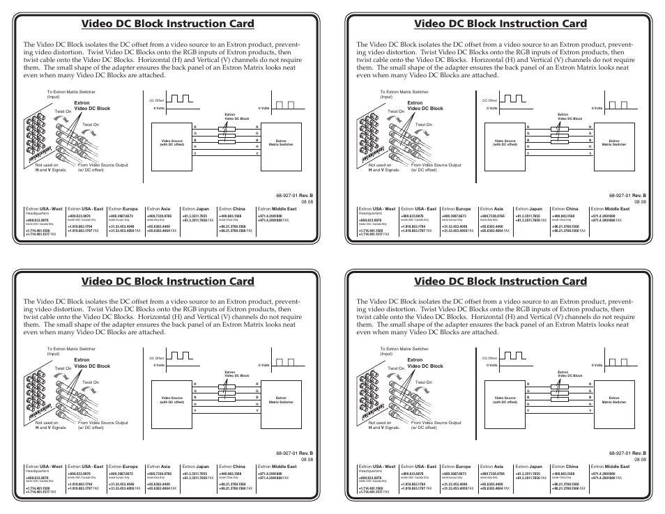 Extron Electronics Video DC Block User Manual | 1 page