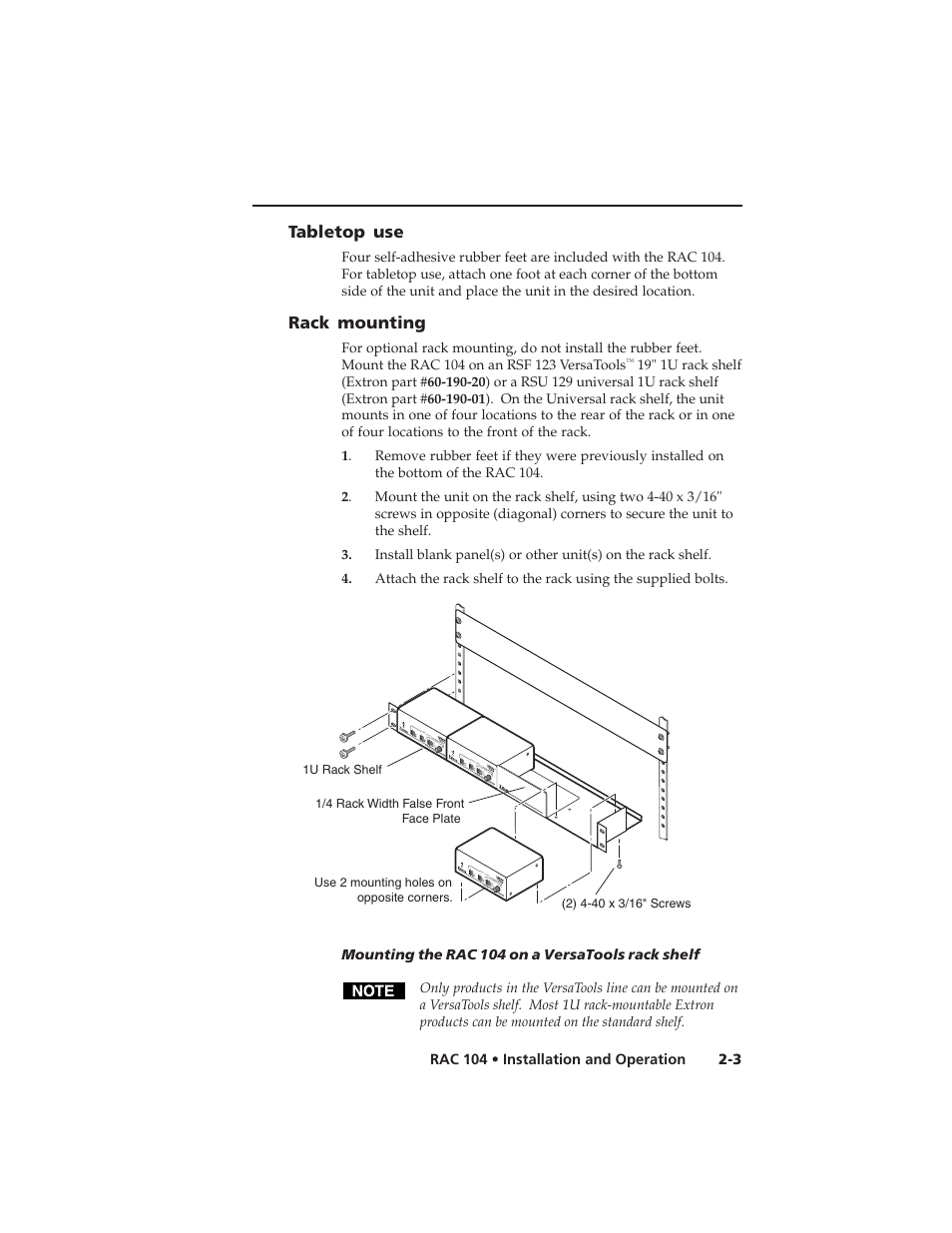 Extron Electronics RAC 104 User Manual | Page 15 / 44