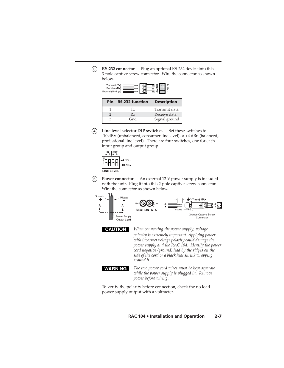 Caution | Extron Electronics RAC 104 User Manual | Page 19 / 44