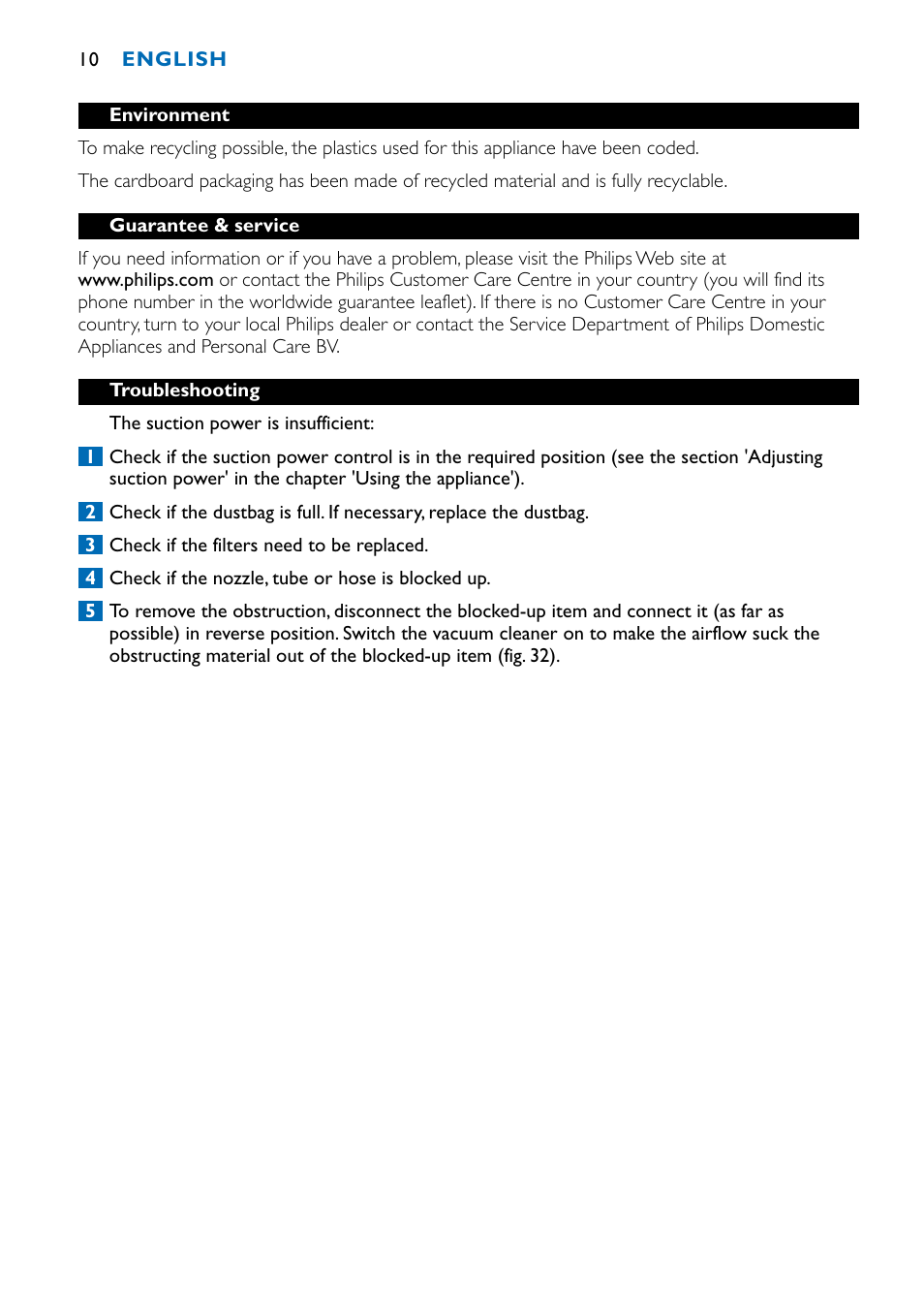 Philips FC9122 User Manual | Page 10 / 84