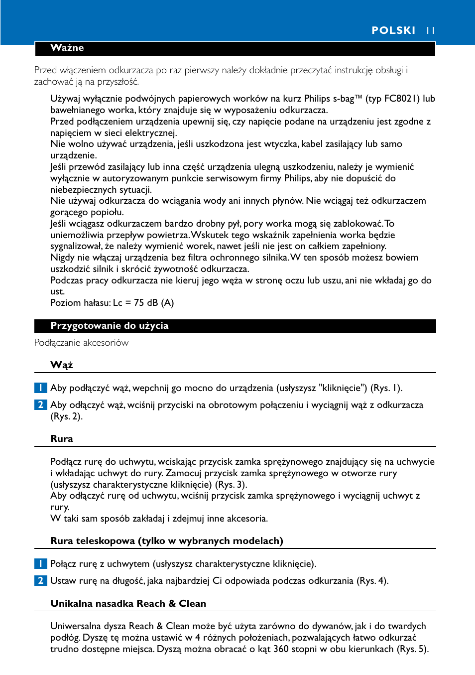 Polski 11 | Philips FC9122 User Manual | Page 11 / 84