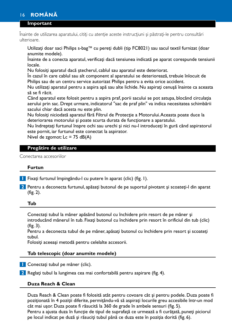 Română 16 | Philips FC9122 User Manual | Page 16 / 84