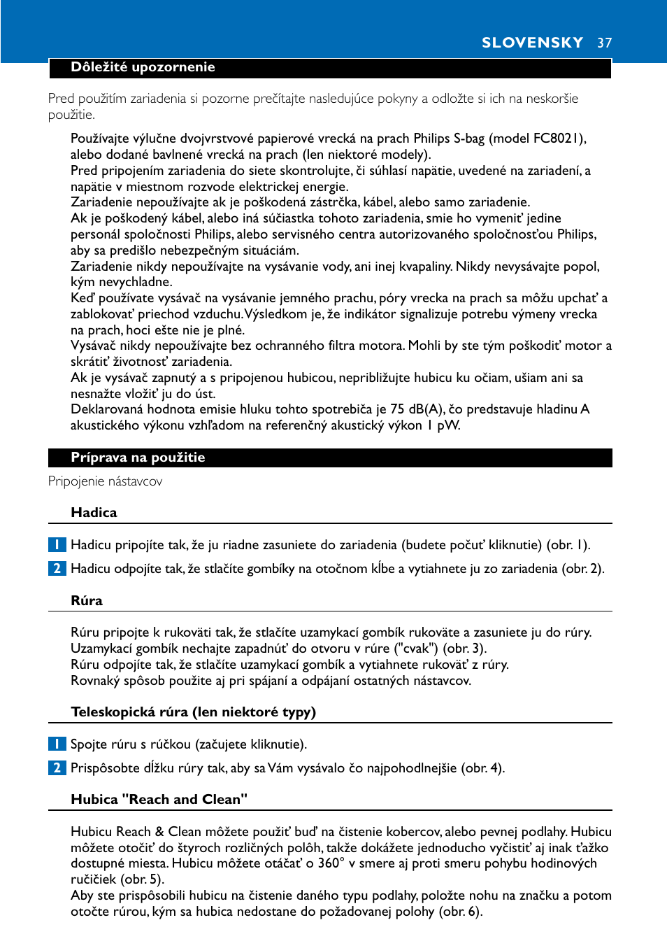 Slovensky 37 | Philips FC9122 User Manual | Page 37 / 84